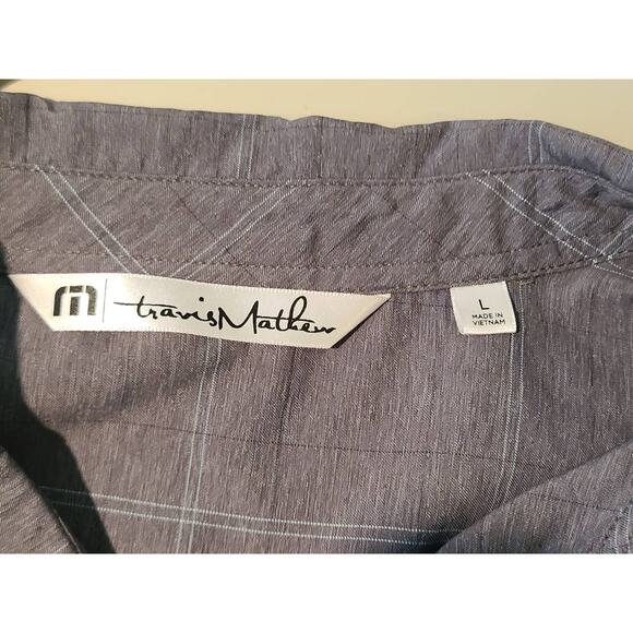 Travis Mathew grey teal plaid short sleeve button down shirt - large - Picture 3 of 5